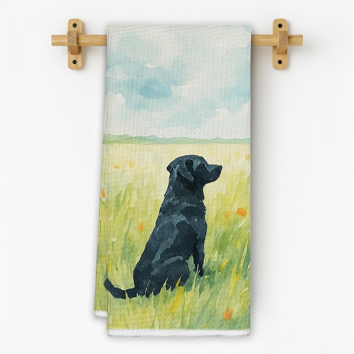 Labrador Retriever Gifts Kitchen Towels, Black Lab Gifts Hand Towels for Bathroom, Rustic Cottagecore Black Labrador Dog Dish Tea Towels for Kitchen Decor, 16x24 Inch