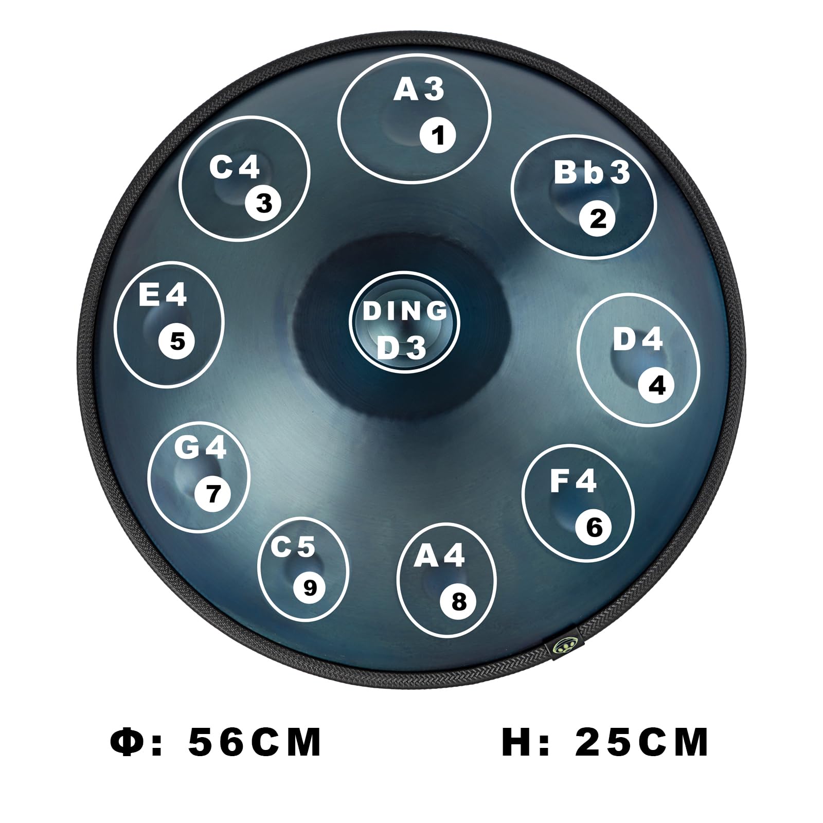 Instrument ręczny ręczny 22 cale (55 cm) Handpan 10 notatek, 440 Hz D Minor Hand pan Music, generates Meditation Sounds with Steel Drum, Idealny profesjonalny bęben ręczny dla początkujących