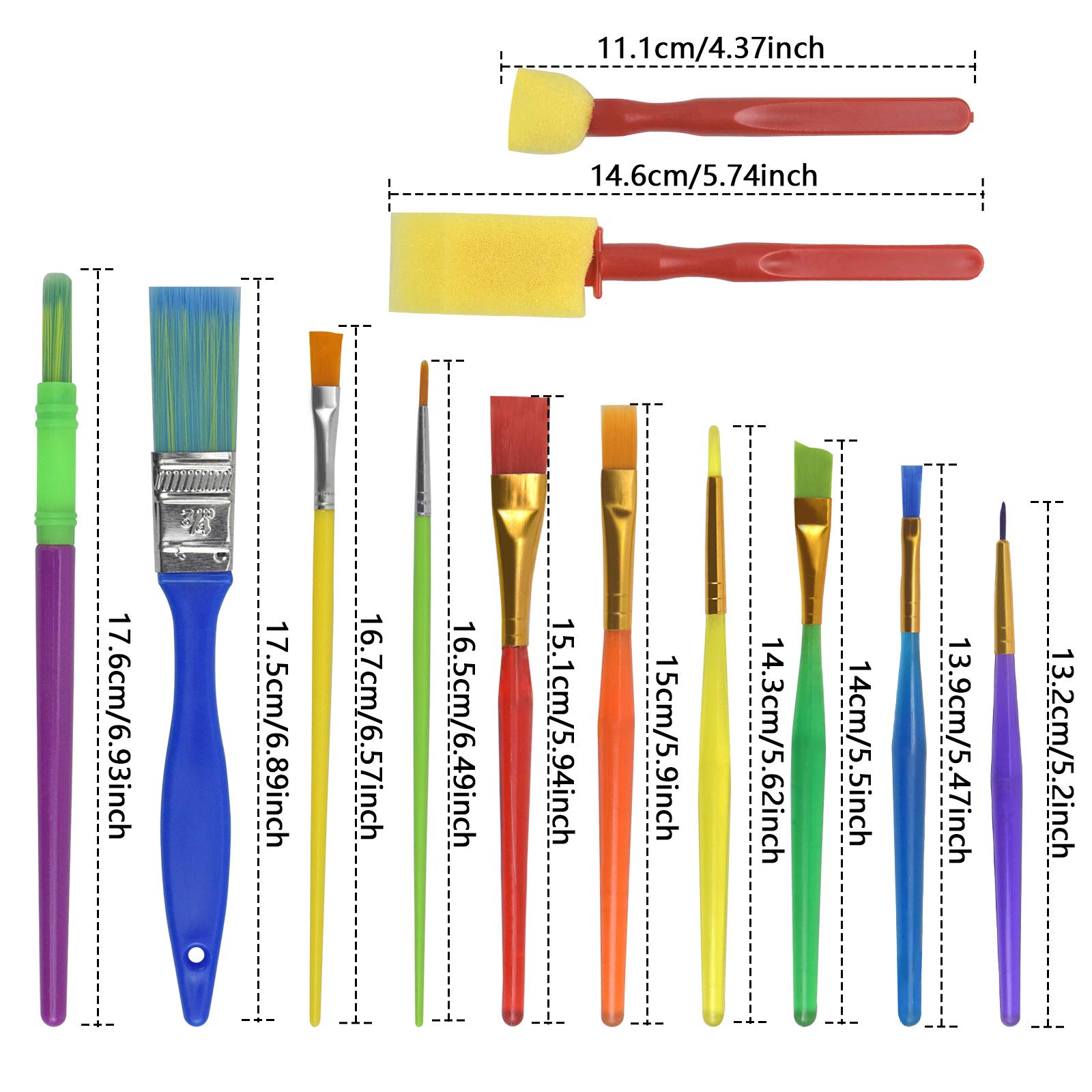 Image secondaire de Lot de 12 pinceaux multicolores pour enfants - Aquarelle, huile et acrylique