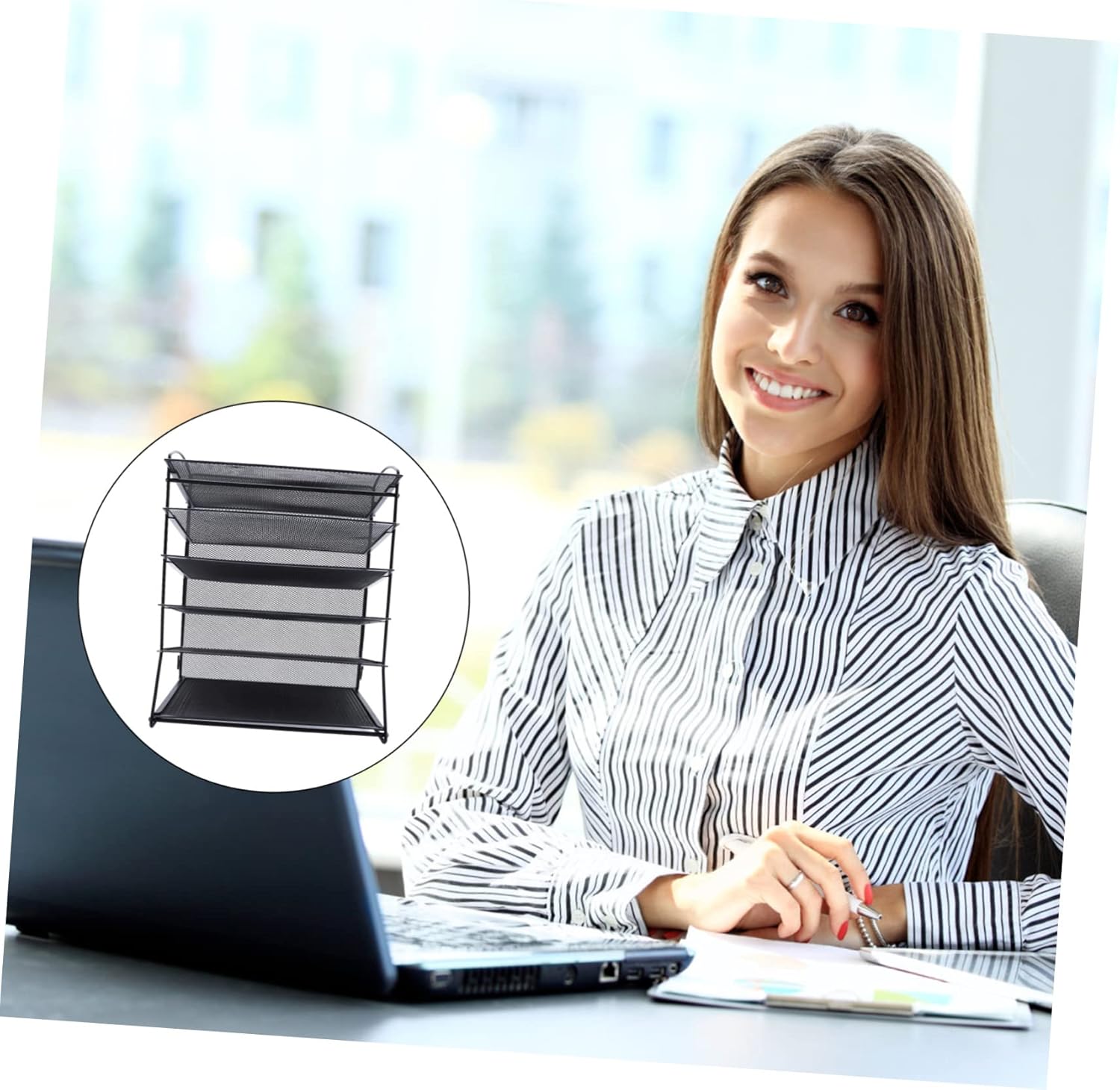 1Set Multi Layer File Document Organizer Detachable Iron File Holder for Office Mesh Desktop Storage Rack for Magazines Books and Folders