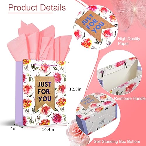 Miniatura 5 de Colodeol 4 bolsas de regalo para el día de San Valentín de 12.8 pulgadas con papel de seda, bolsa mediana grande para el día de San Valentín con