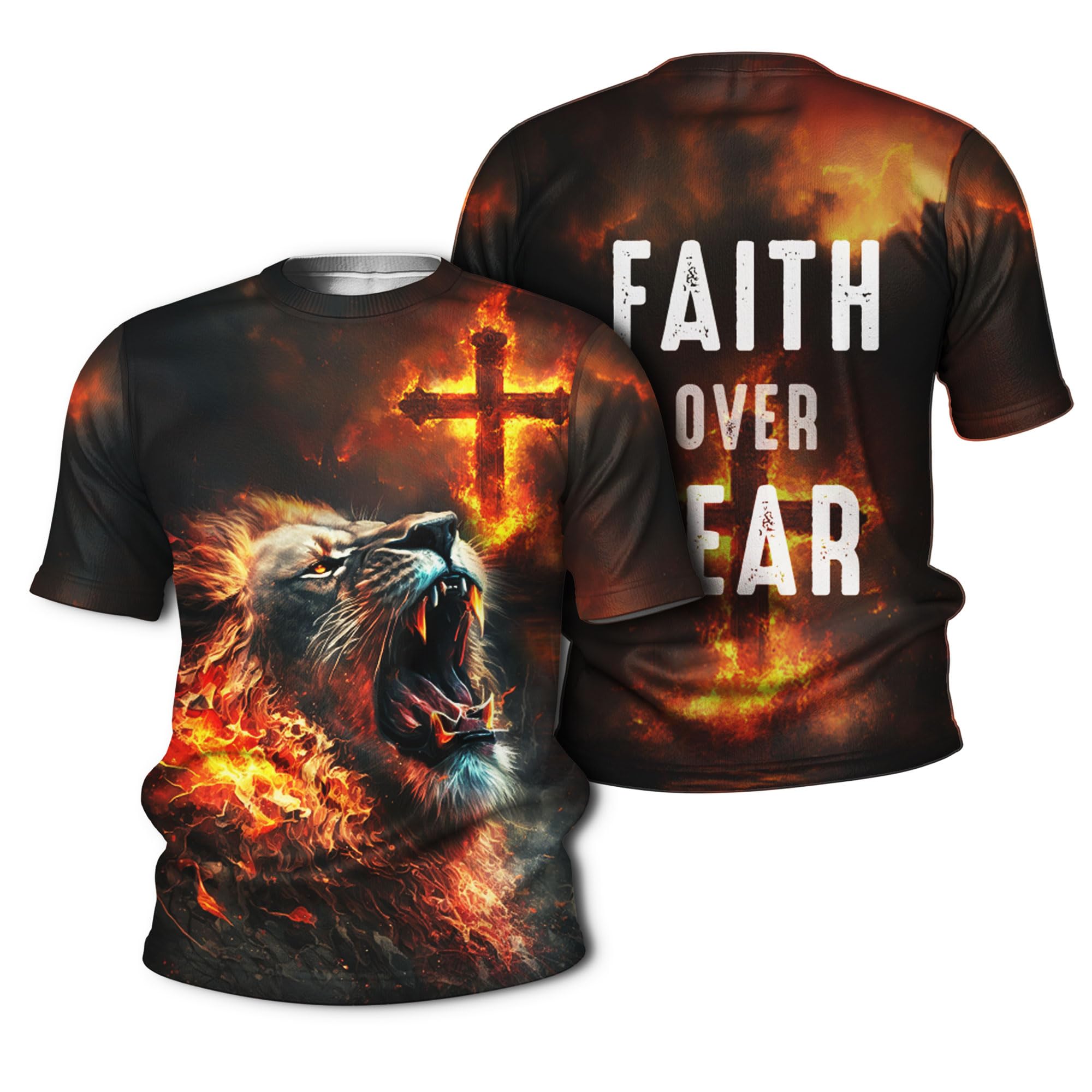 SHAANTLion of Judah Christian Shirt for Men Jesus T Shirt Religious Gift