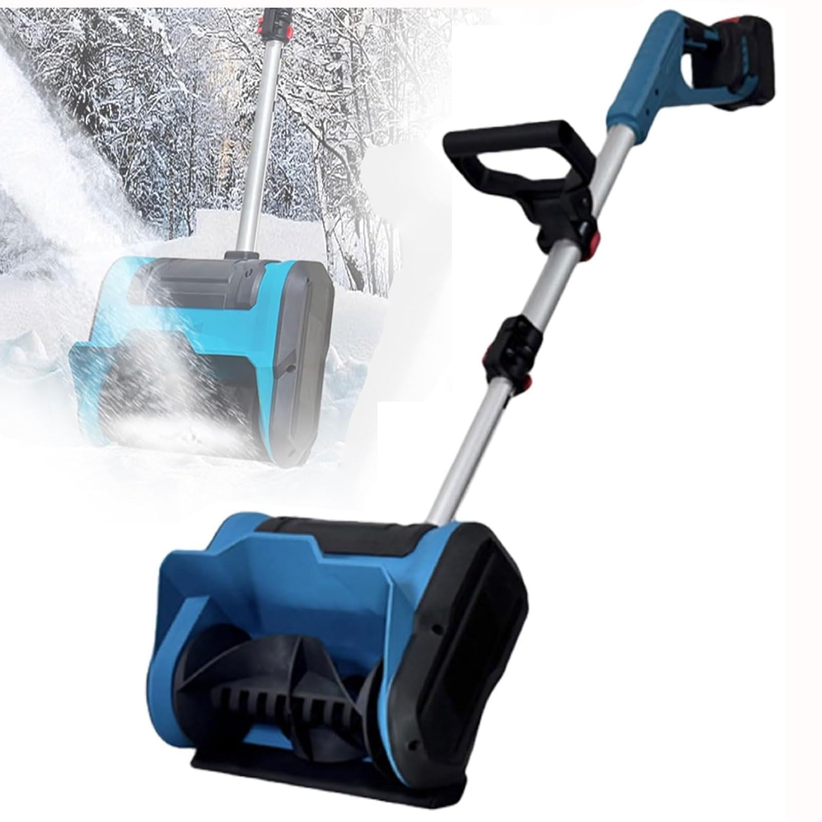 Spazzaneve Elettrico Spazzaneve, Spazzaneve con Carica a Spintore Manuale da 1000 W con 2 Batterie, Regolazione Telescopica, Pala da Neve for Esterni da 3000 Giri/Min for Patio, Fattoria(1-Battery)