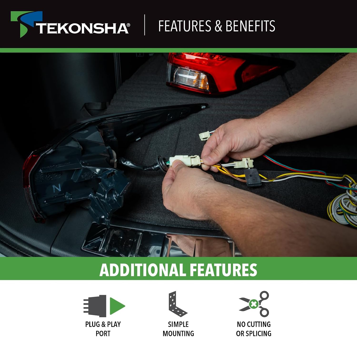 Tekonsha 118786 T-One® T-Connector Custom Harness, 4-Way Flat, w/Circuit Protected ModuLite® HD Module, Compatible with 2020-2024 Jeep Gladiator, 2018-2024 Jeep Wrangler.