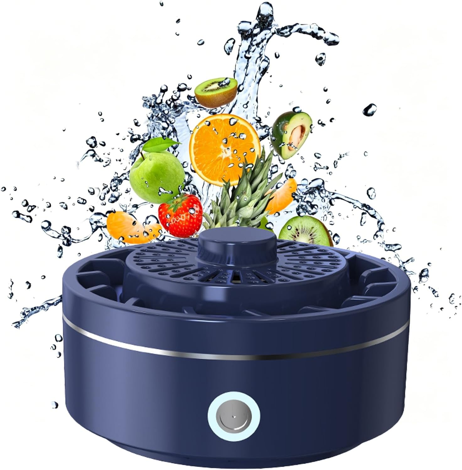 Fruit & Vegetable Cleaner, Portable Wireless Fruit and Vegetable Washing Machine, 3-Minute Clean, Electrolysis Purifier Technology, Waterproof for Washing Fruits, Rice, Meat (White)