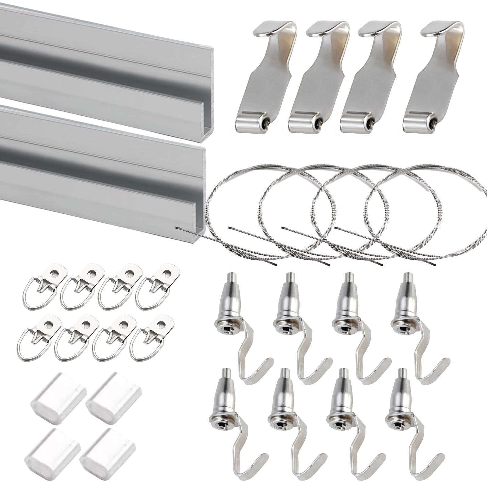 Kit de riel para Colgar Cuadros Colgar Cuadros con Cable Y Gancho, Rieles de Pared Discretos Y Resistentes, Y Kit para Colgar Arte en El La Oficina(Small L-Shaped Track,Rope 3m/118.1in)