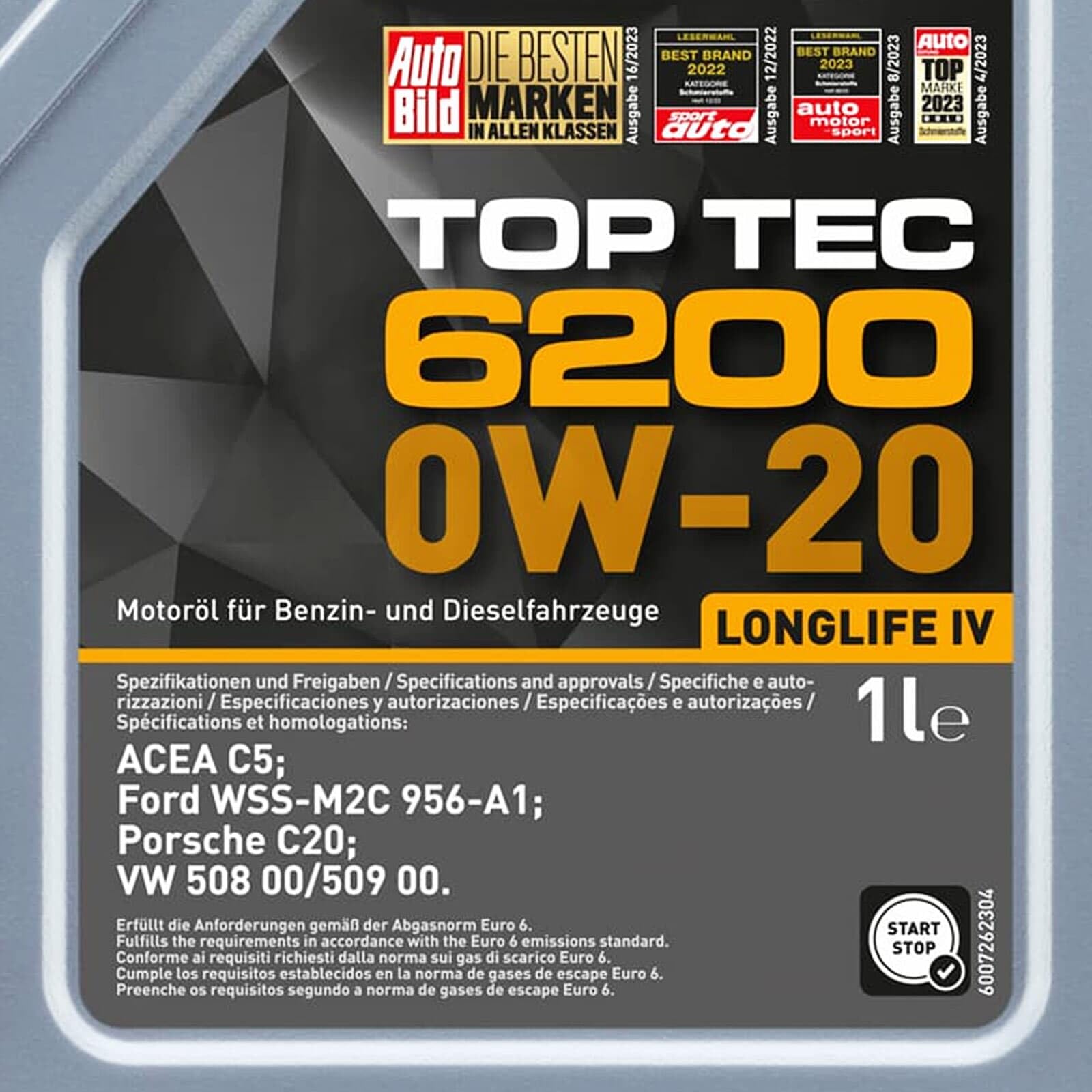 1x5L+1x1L Liqui Moly Motoröl Top Tec 6200 0W-20