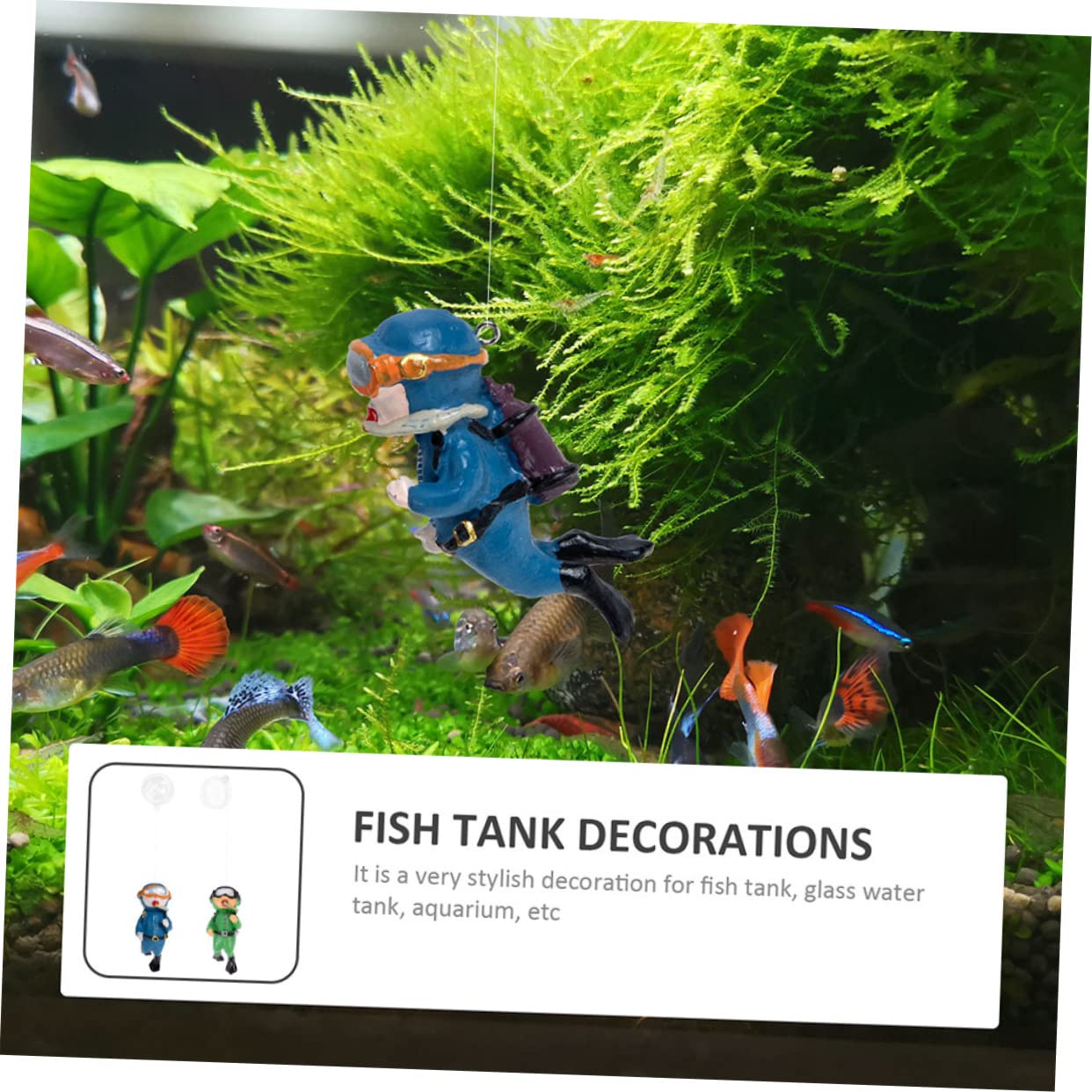 Garneck 5 Set Decorazione Acquario Subacqueo Galleggiante in Miniatura Subacqueo Grasso d'Acqua Dolce Figura del Subacqueo del Serbatoio di Pesce Accessori per Acquari PVC 2 Pezzi * 5