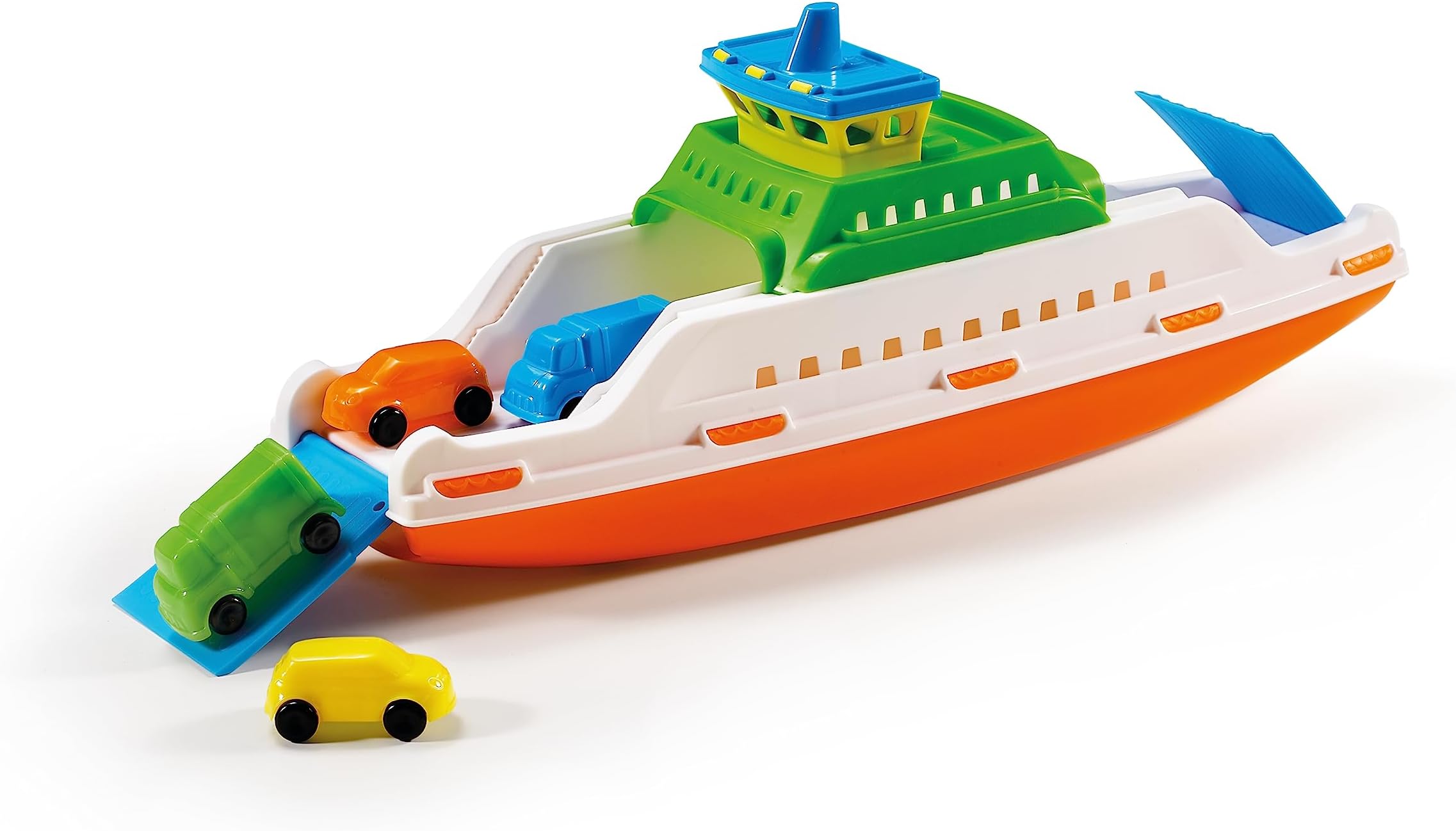 Adriatic Ferry boat with 4 little toy cars for Beach, Bath or Swimming pool playing time 40 cm Made in Italy
