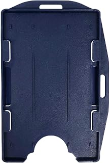 Fallen One 2 Pack Navy Blue Premium Hard Rigid Plastic 2 Sided ID Badge Holder Horizontal or Veritcal Hold 2 Cards