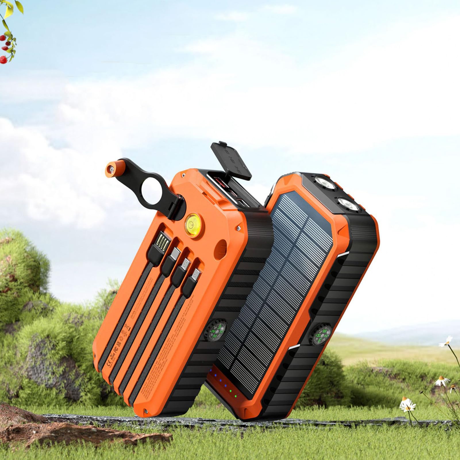 Station de Charge Solaire avec Panneau - Lampe Torche, Batterie Externe à