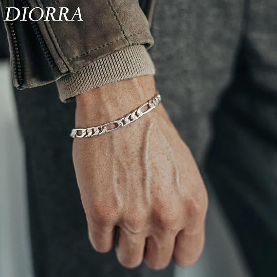 Silver Bracelets for Mens Women 925 Sterling Silver Cuban Figaro Rope Snake Link Chain Silver/Gold Bracelets for Men Women (7-9inch)