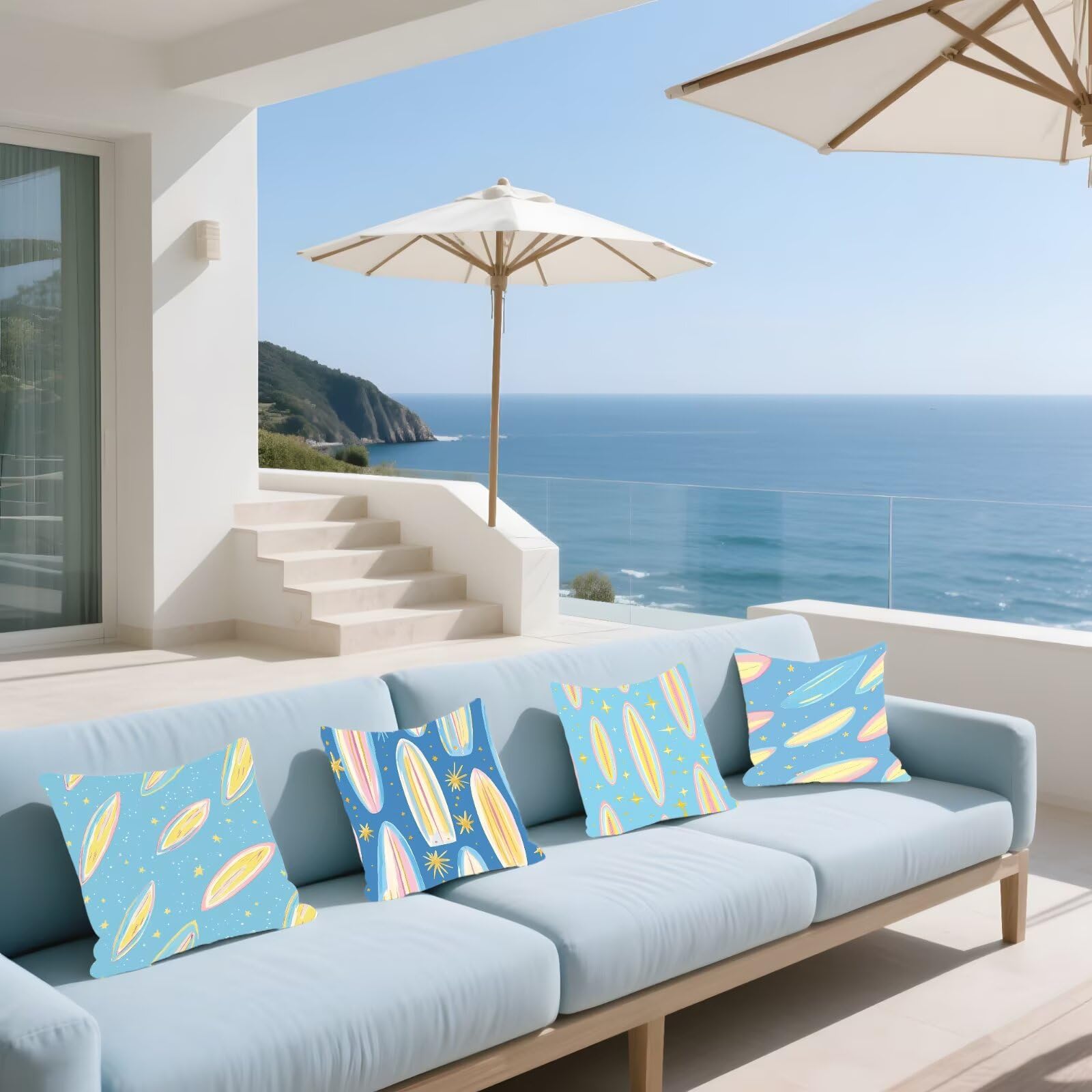 Funda Cojin 50x50cm Funda Cojin Azul Estrella Cojines Sofa Fundas Cojines Lino Almohada Decorativa, ImpresióN A Doble Cara con Cremallera Oculta, Para Sofá Silla JardíN Terraza DecoracióN Hogar P-371