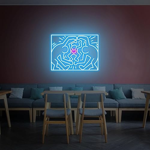 Miniatura 4 de Keith Haring Love Art - Letrero de neón para dormitorio, decoración de pared, hecho a mano, para peluquería, salón de belleza, letrero de negocios