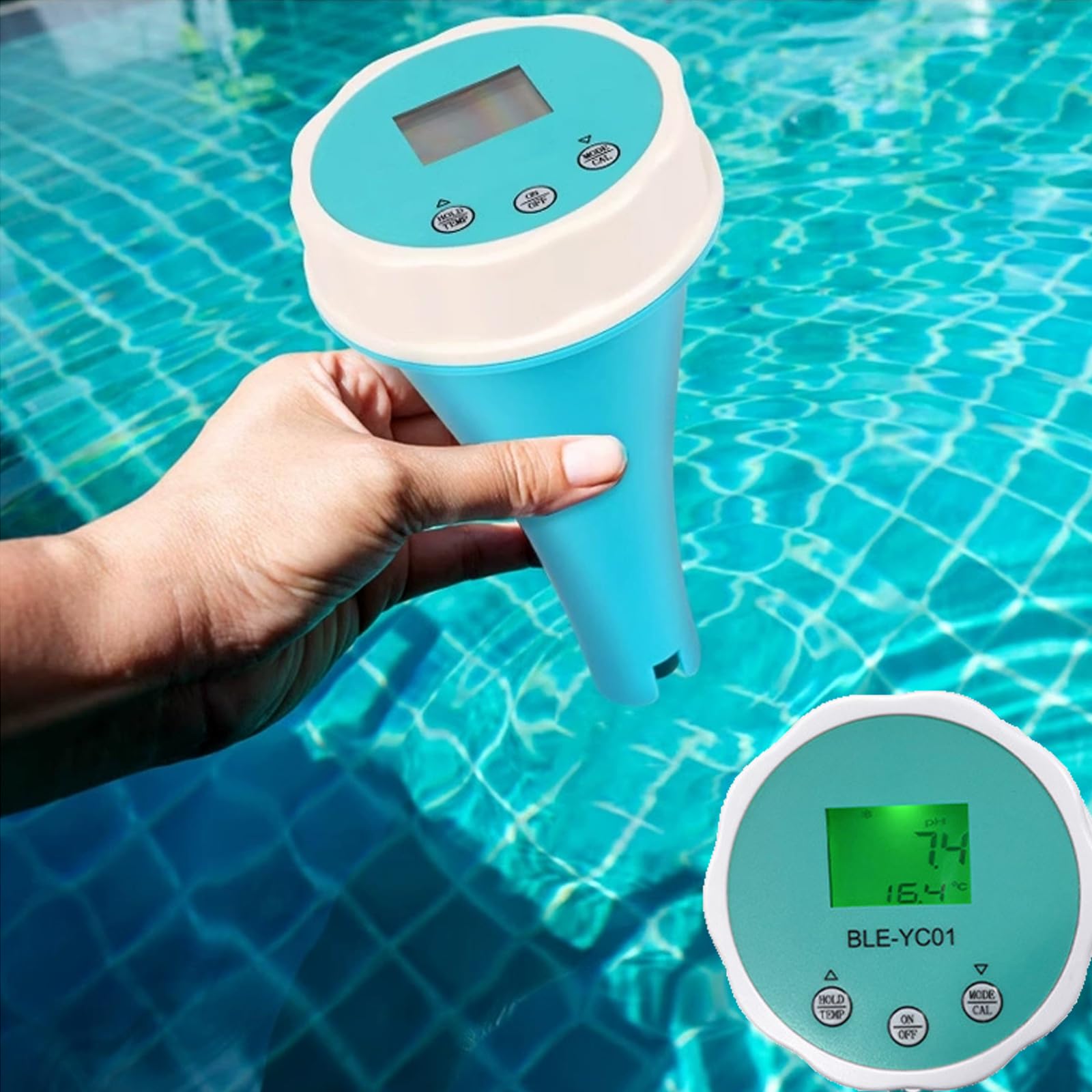 Inteligentny tester wody w basenie, miernik do testowania wody w basenie, monitor pH i chloru w wannie z hydromasażem, sterowanie aplikacją Bluetooth, dokładna sonda, przechowywanie 1000 zapisów, do