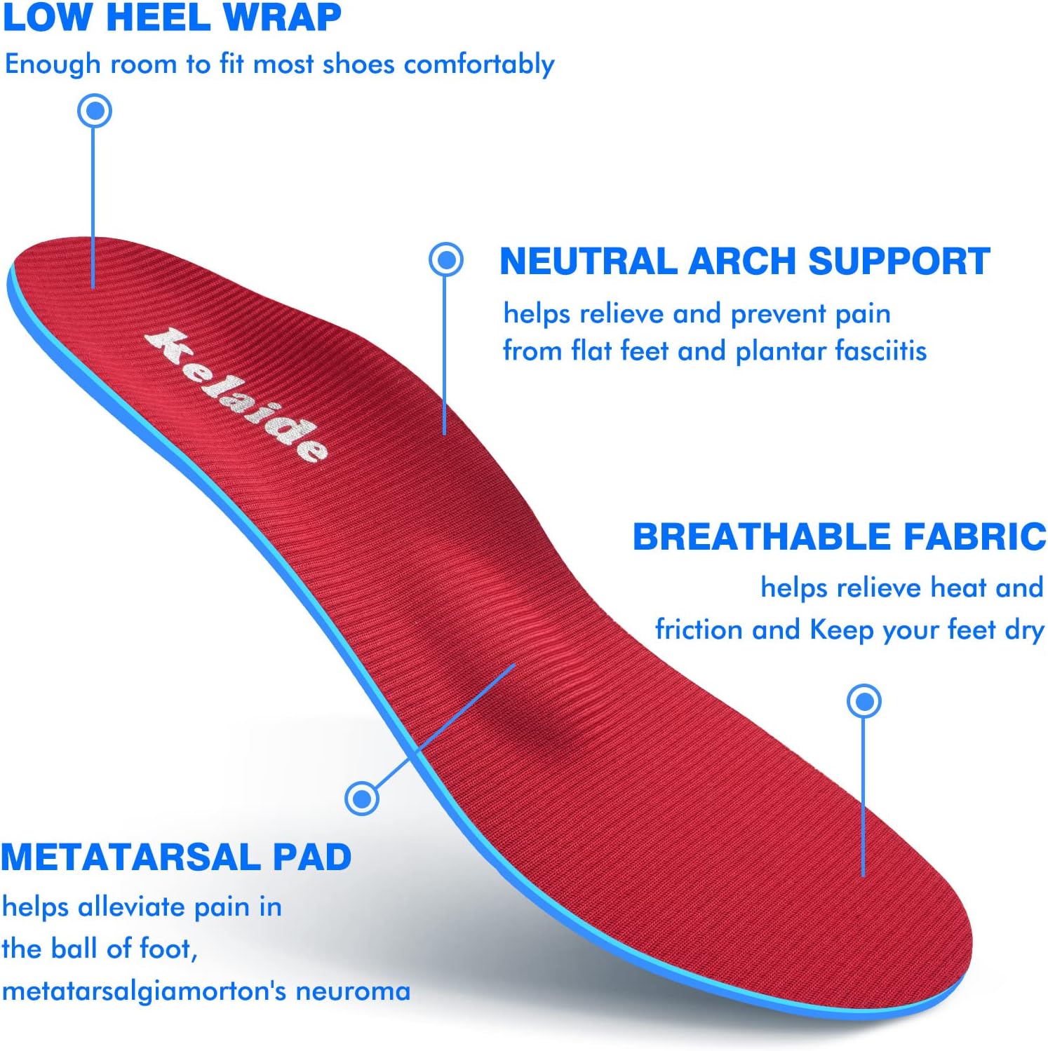 Orthotics Arch Support Metatarsalgia Insoles - Mortons Neuroma Inserts Relief Ball of Foot Pain - Orthopedic Insoles for Flat Feet - Shoe Inserts for Plantar Fasciitis (Red L) - Image 4