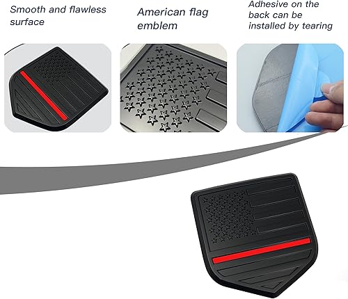 Miniatura 4 de Fit RAM - Emblema de la bandera estadounidense para portón trasero y trasero, ABS compatible con Dodge RAM 1500 2500 3500 2009-2018 (línea roja)