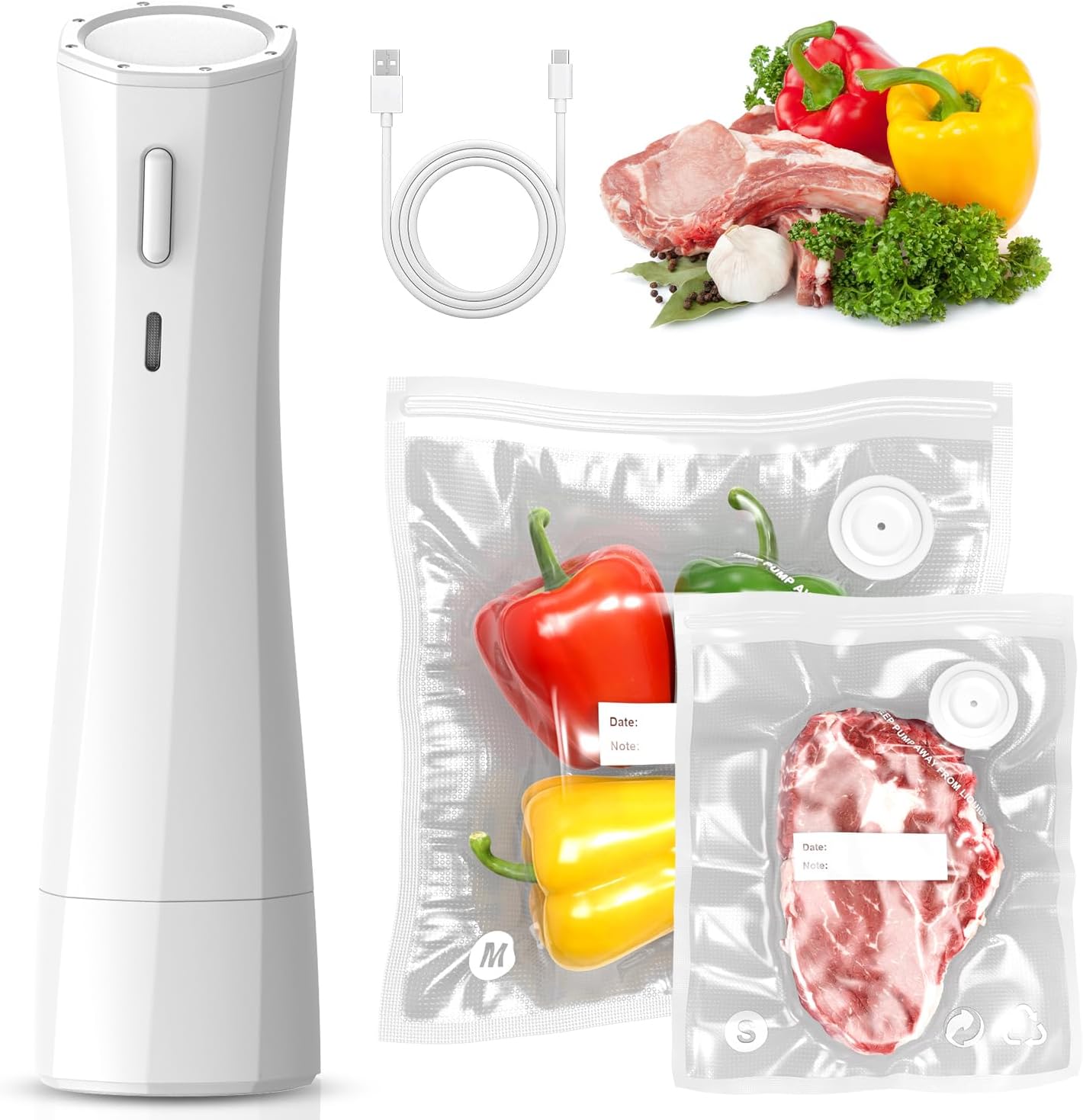 Ombrex Ombrex Mini Vakuumierer USB mit 30 wiederverwendbaren Beuteln