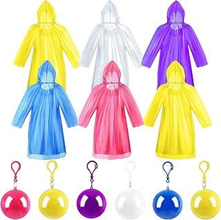 GDOKKNY Emergency Rain Ponchos for Adult,Disposable Rain Poncho with Hoods,Waterproof Plastic Ponchos in Keychain Ball,Lightweight Raincoat for Concerts,Amusement Parks,Camping,Assorted Color