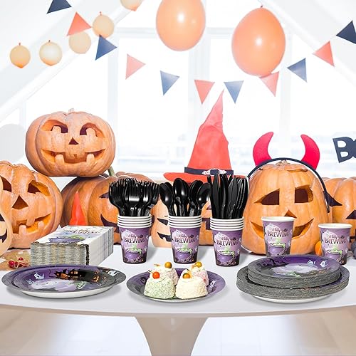 Miniatura 6 de Decoración de suministros de fiesta de baby shower de Halloween, juego de platos y servilletas para baby shower, platos de papel desechables,