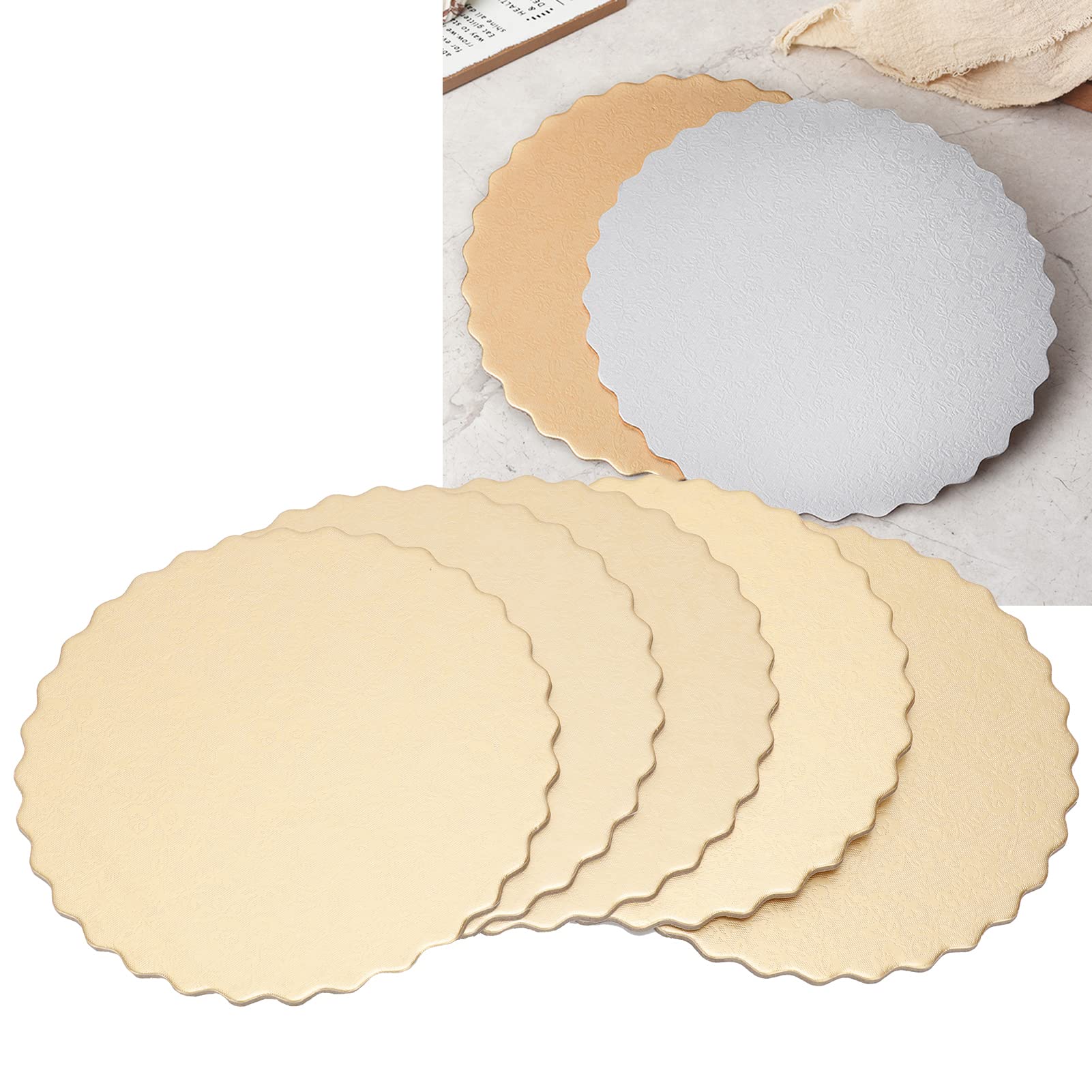 Tissting 10 Piezas de Tableros para Tartas Bases de Cartón Redondas para Tartas Soporte Inferior Utilizable de Doble Cara Grueso Tablero Impreso para Tartas Disponible en 3 Tamaños(12in)