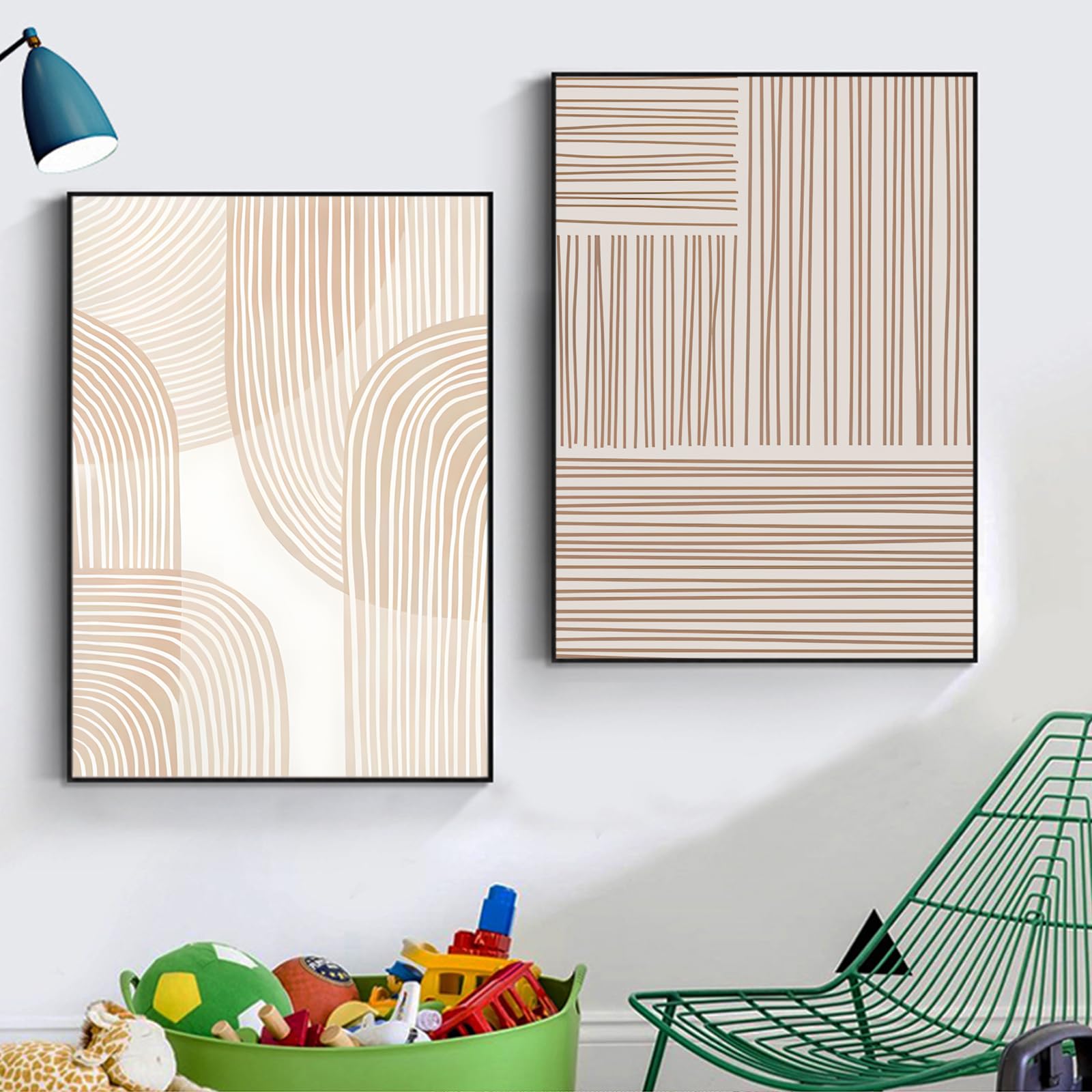 BNREDA Abstrakte Linie Pflanze Poster,Modernes Geometrisches Linie Poster,Abstrakter Kunstplakate Boho Deko Bilder für Wohnzimmer Schlafzimmer-Ohne Rahmen (B, 80x120cm*2, Ungerahmt)