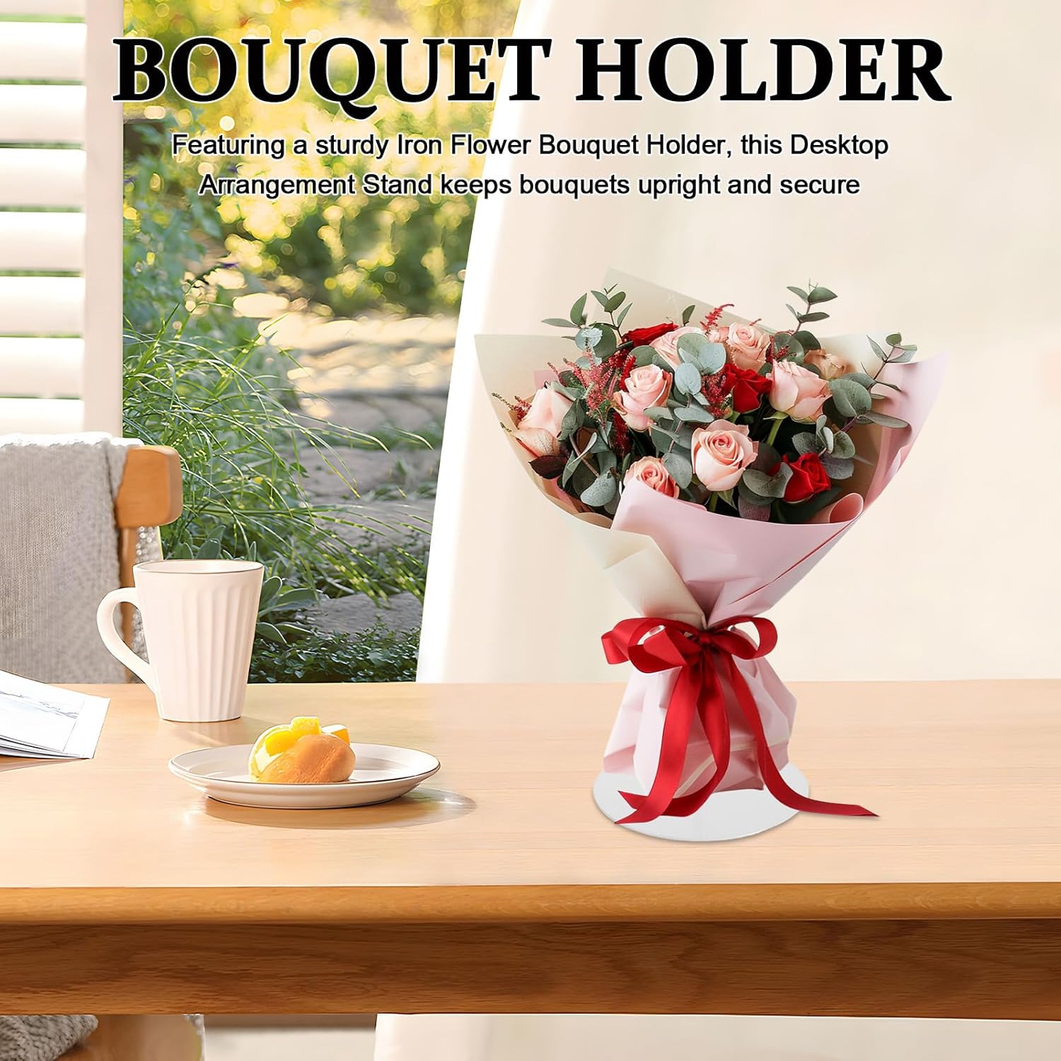 Wedding Bouquet Holder - Floral Base Stand Support for Bridal Bouquets Table Centerpieces - Tabletop Display Stand for Christmas Wreath