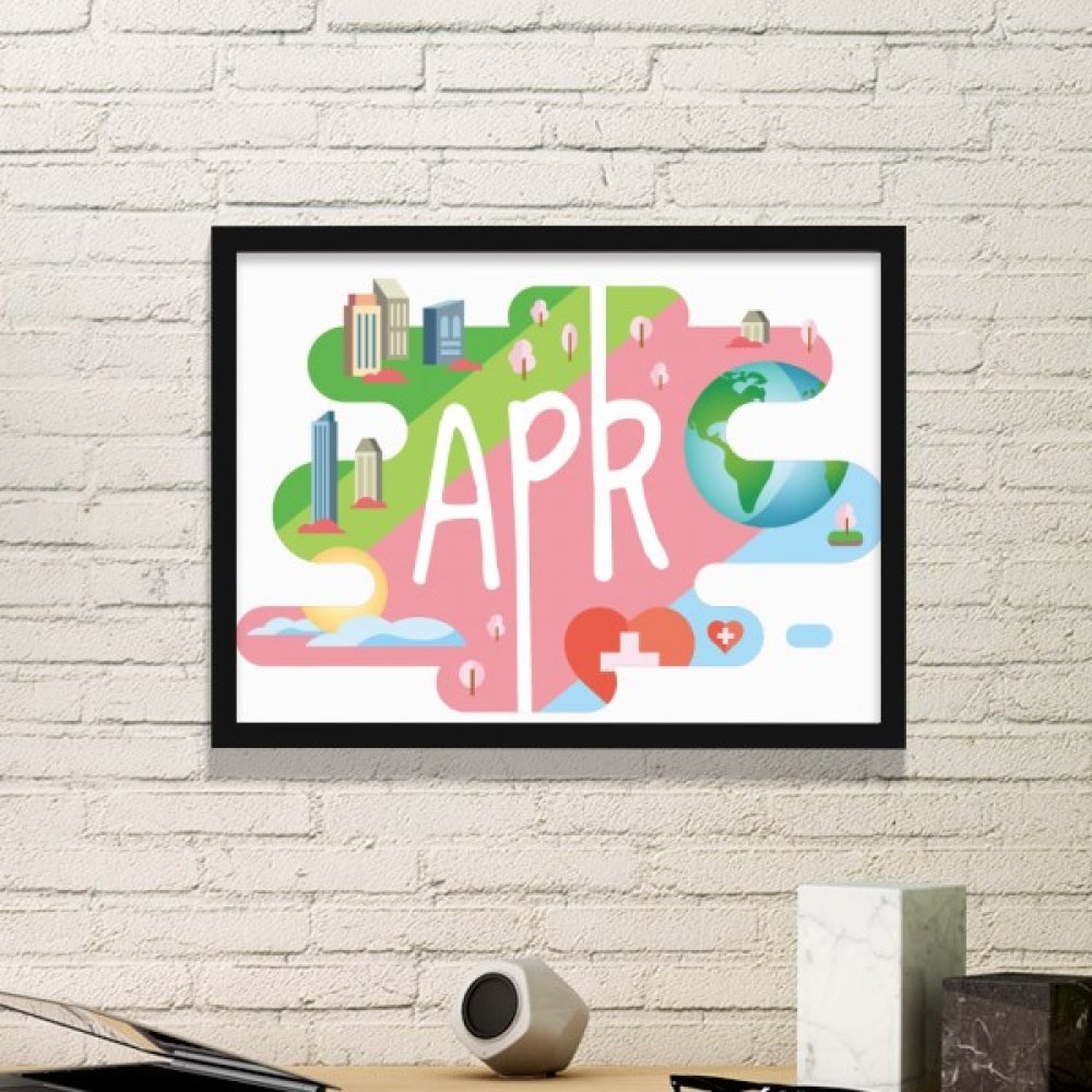 Cadre photo Avril Mois Saison d'illustration noire : style minimaliste et finition soignee