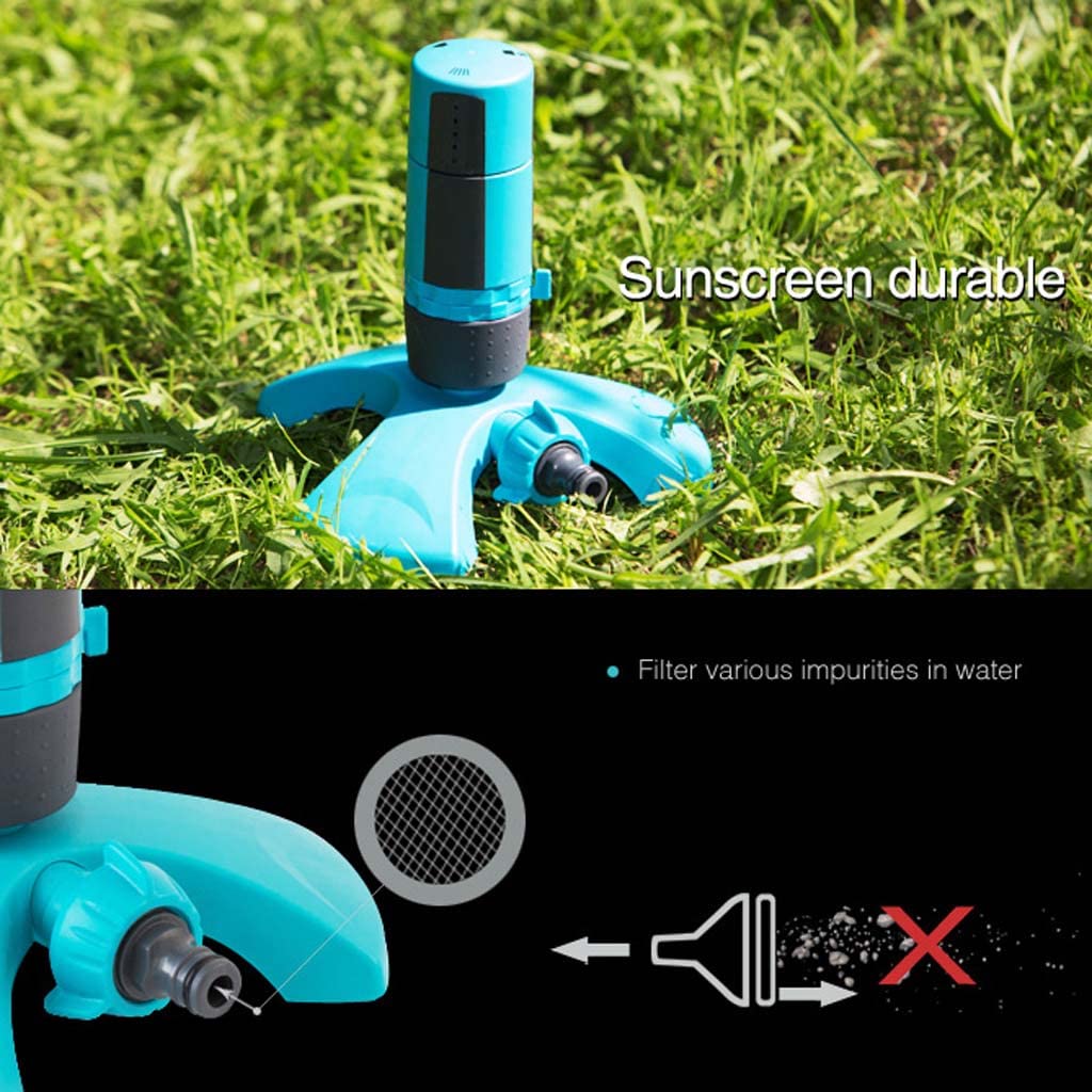 WZX Irrigatore da Giardino Automatico, irrigatore per Prato con Base in Pt, Trasmissione a Ingranaggi con Rotazione Automatica da 0 a 360 Gradi e 3 in 1 (Getto, Doccia, inondazione) per annaffiare