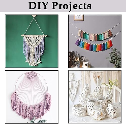 Miniatura 23 de Cuerda de macramé gris de 0.118 in x 109 yardas, cuerda de algodón de colores para colgar en la pared, colgadores de plantas, manualidades, tejer