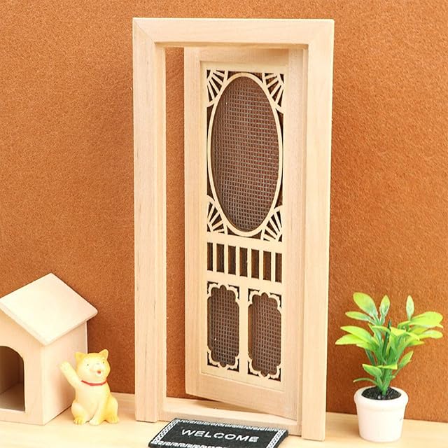 Foto 2 de 8 de Puerta de casas de muñecas, 1:12 muebles de casa de muñecas, puerta mosquitera en miniatura
