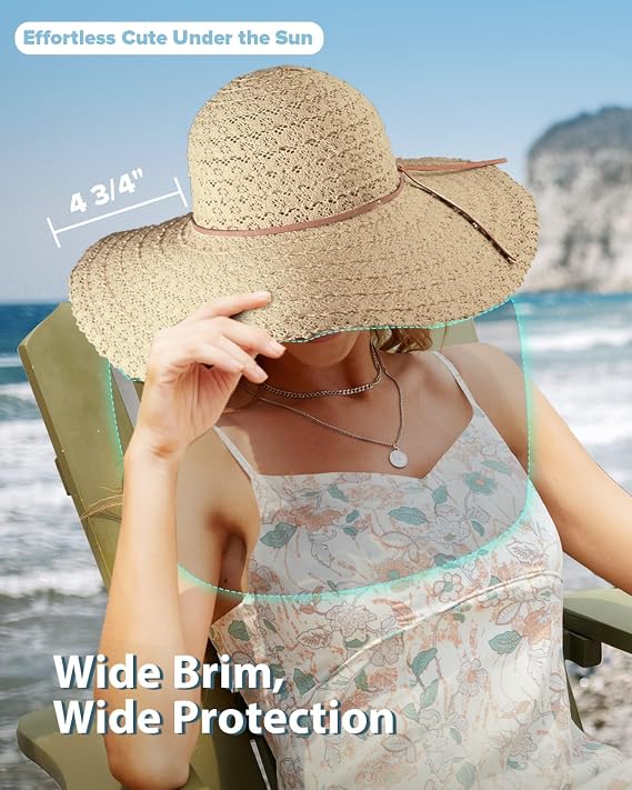 Sun Beach Hats Women Floppy Summer Sunhat with Wide Brim Packable Foldable Travel Accessories