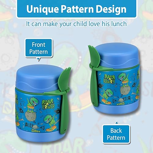 Miniatura 2 de Termo de sopa de 10 oz para comida caliente, tarro con cuchara para niños, recipiente aislado a prueba de fugas, de acero inoxidable, boca ancha,