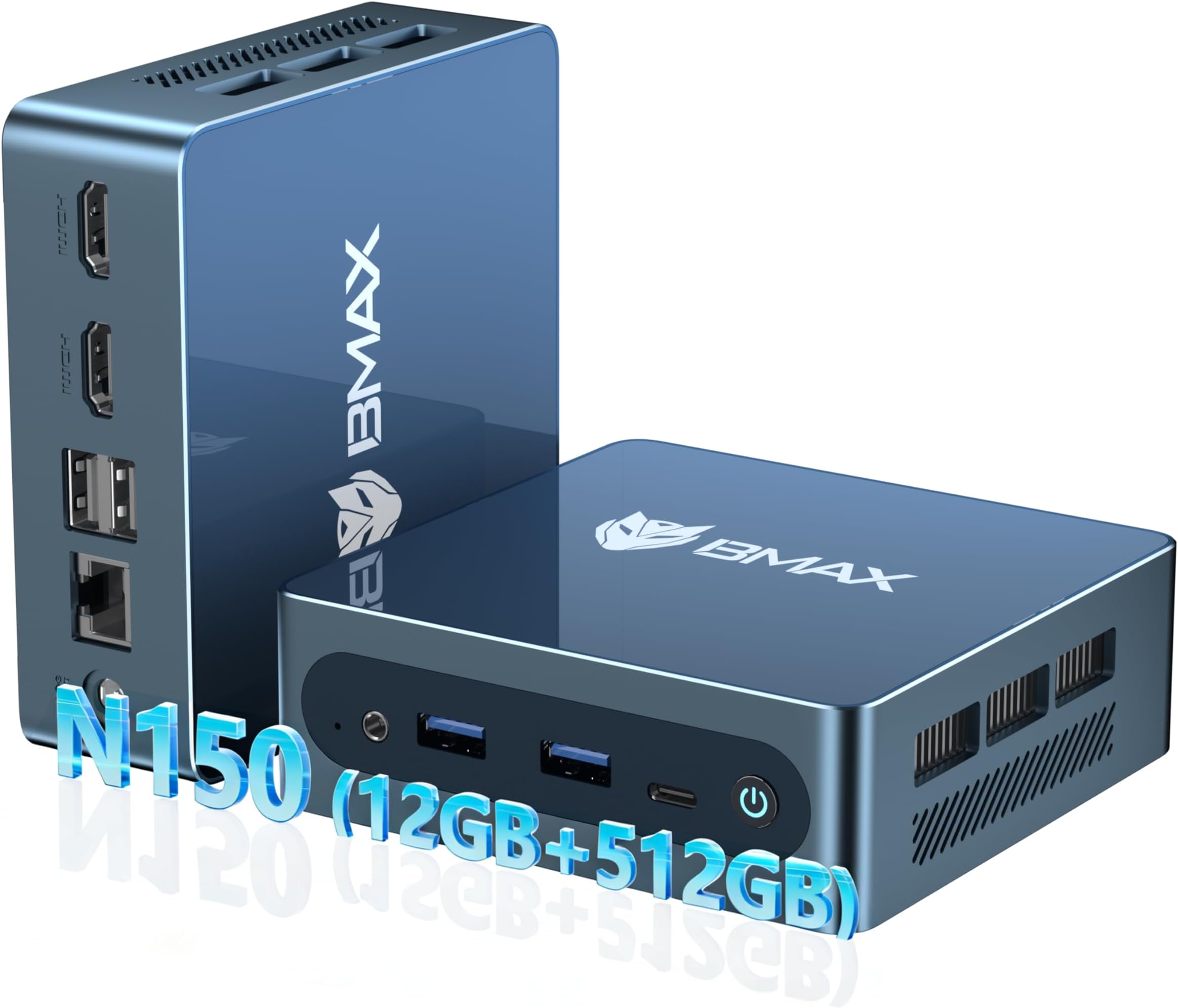 Bmax Mini PC B4 Ultra, Intel N150 (Up to 3.6GHz) 12GB LPDDR5 512GB SSD, Windows 11 Mini Desktop Computer, Dual 4K HDMI 2.1, WiFi 5, BT 5.0, USB-C โ Small PC for Streaming, HTPC & Digital Signage