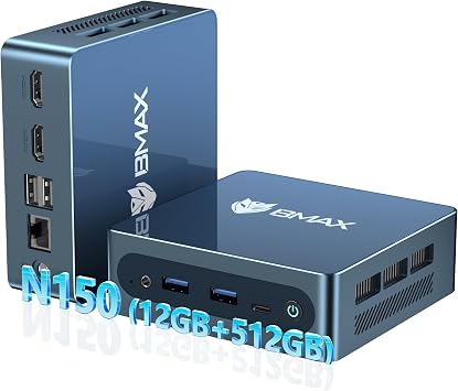 Bmax Mini PC B4 Ultra, Intel N150 Up to 3.6GHz 12GB LPDDR5 512GB SSD, Windows 11 Mini Desktop Computer, Dual 4K HDMI 2.1, WiFi 5, BT 5.0, USB-C Small PC for Streaming, HTPC & Digital Signage