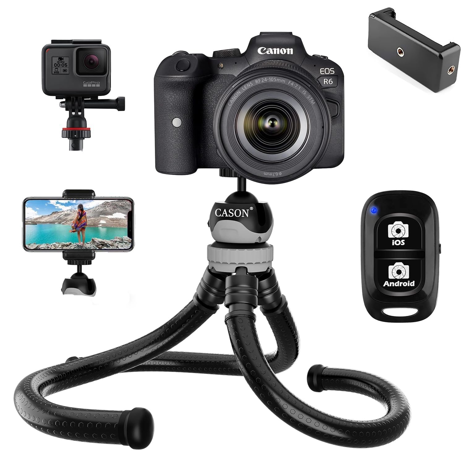 CASON Big Gorilla Tripod With Holder&Bluetooth Remote Flexible Tripod For Dslr,Action Camera&Mobile Phone (Black)Pack of 1-image-31