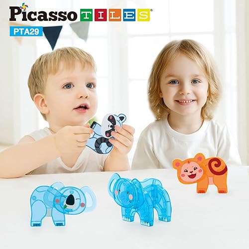 Miniatura 30 de PicassoTiles Juego de 8 piezas de bloques de construcción magnéticos de Metro City con figuras de acción magnetizadas compatibles con kits de 8pc