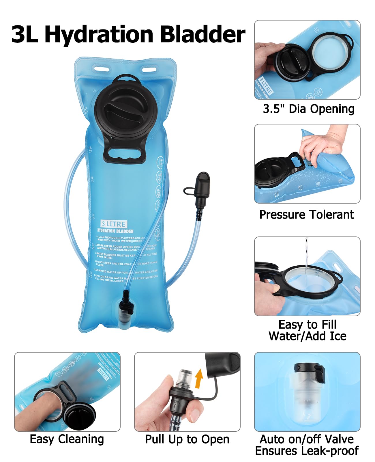 NOOLA Mochila de hidratación con bolsa de agua de 3 litros, mochila de agua de 22 litros para senderismo, ciclismo, correr, ciclismo, mochila ligera de senderismo
