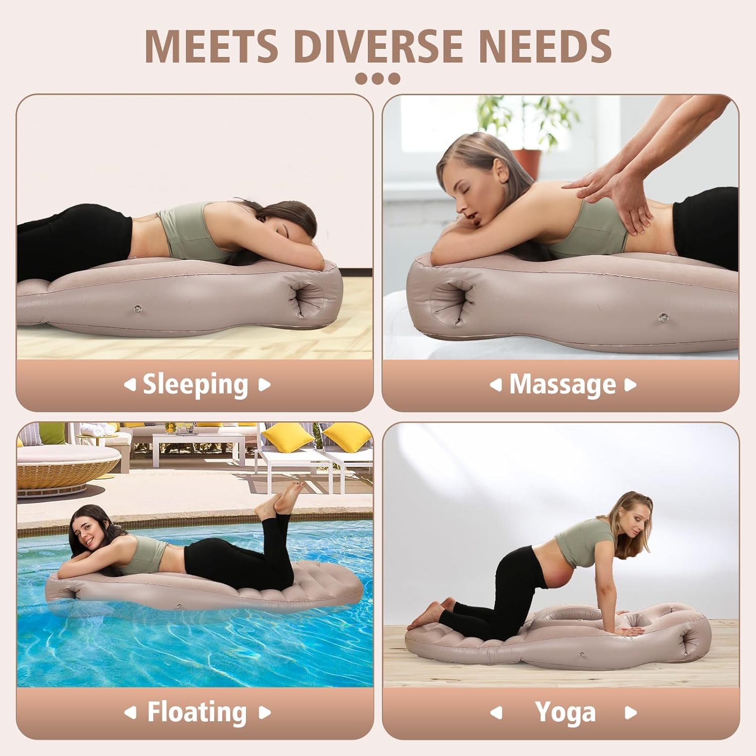 Inflatable Pregnancy Pillow, Inflatable Pregnancy Pool Float with Belly Hole, Comfort for Stomach & Side Sleepers – Relieves Back & Hip Pain, Gray