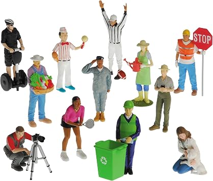Cre8tive Minds Constructive Playthings Pretend Professionals Career Toy Figure Set for Kids Ages 3+, Set of 12 Freestanding Inclusive and Diverse Dollhouse Toy Figurines, Multicolor