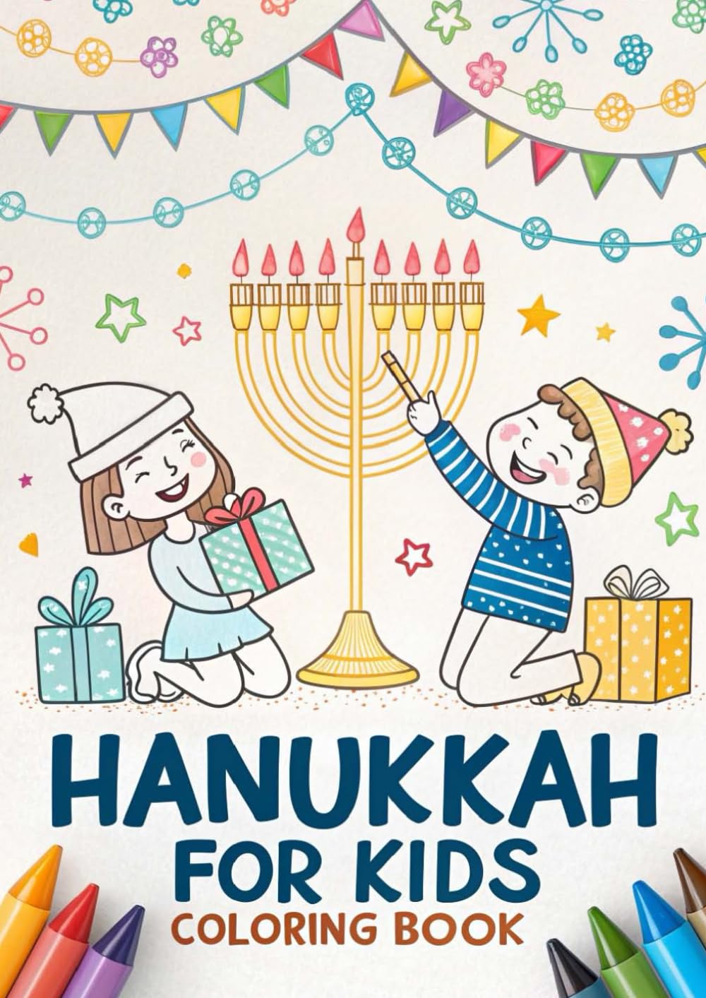 Hanukkah Coloring Book for Kids: Fun & Easy Jewish Holiday Coloring Pages with Dreidels, Menorahs, Candles & Cute Characters