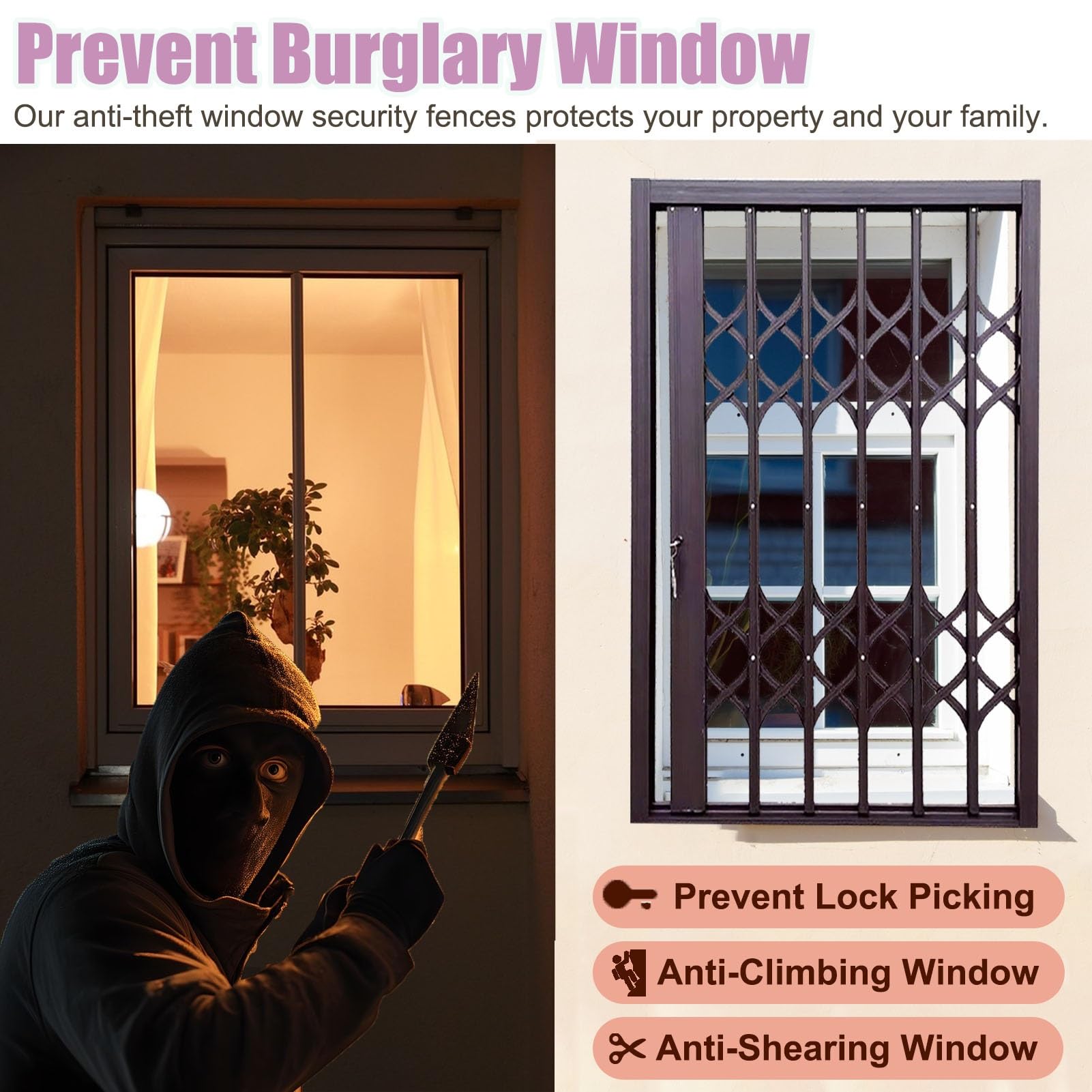 Cancelletto di sicurezza per interni con serratura e chiave, rete di protezione pieghevole per cani e gatti, barriera antifurto in alluminio (51 x 61 cm) - Sicuro per bambini e animali domestici