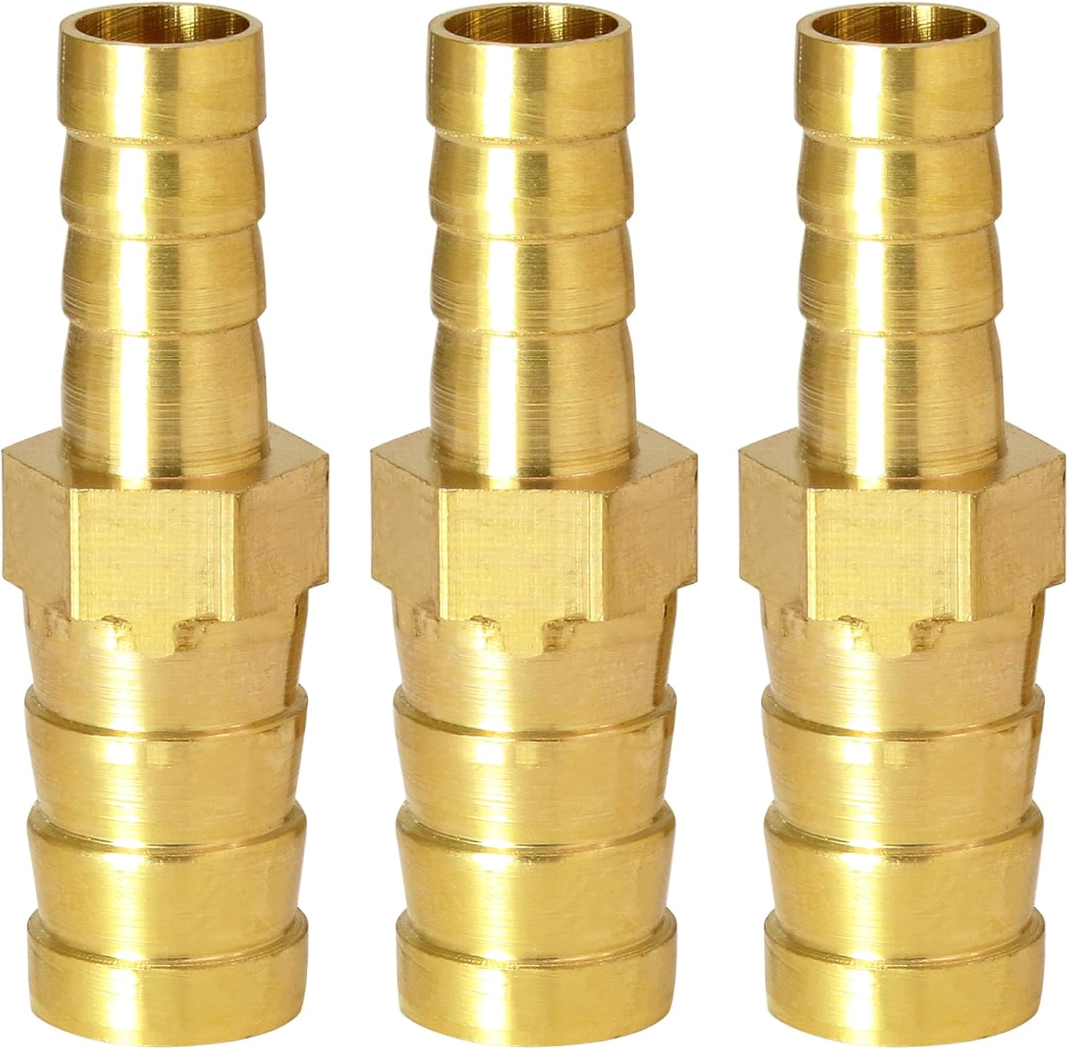 Brass Hose Barb Reducer, 3/4" to 3/8" OD Barb Reducer Splicer Mender Union Adapter Barbed Hose Fittings for Air Water Fuel