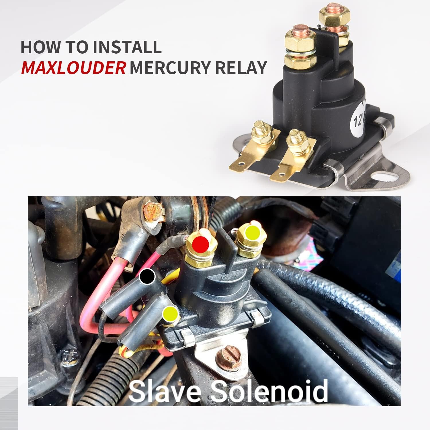Power Trim Solenoid Switch 12V Starter 89-846070 89-94318 MerCruiser 89-96158T for Mercury Mariner Outboard Motors, Black