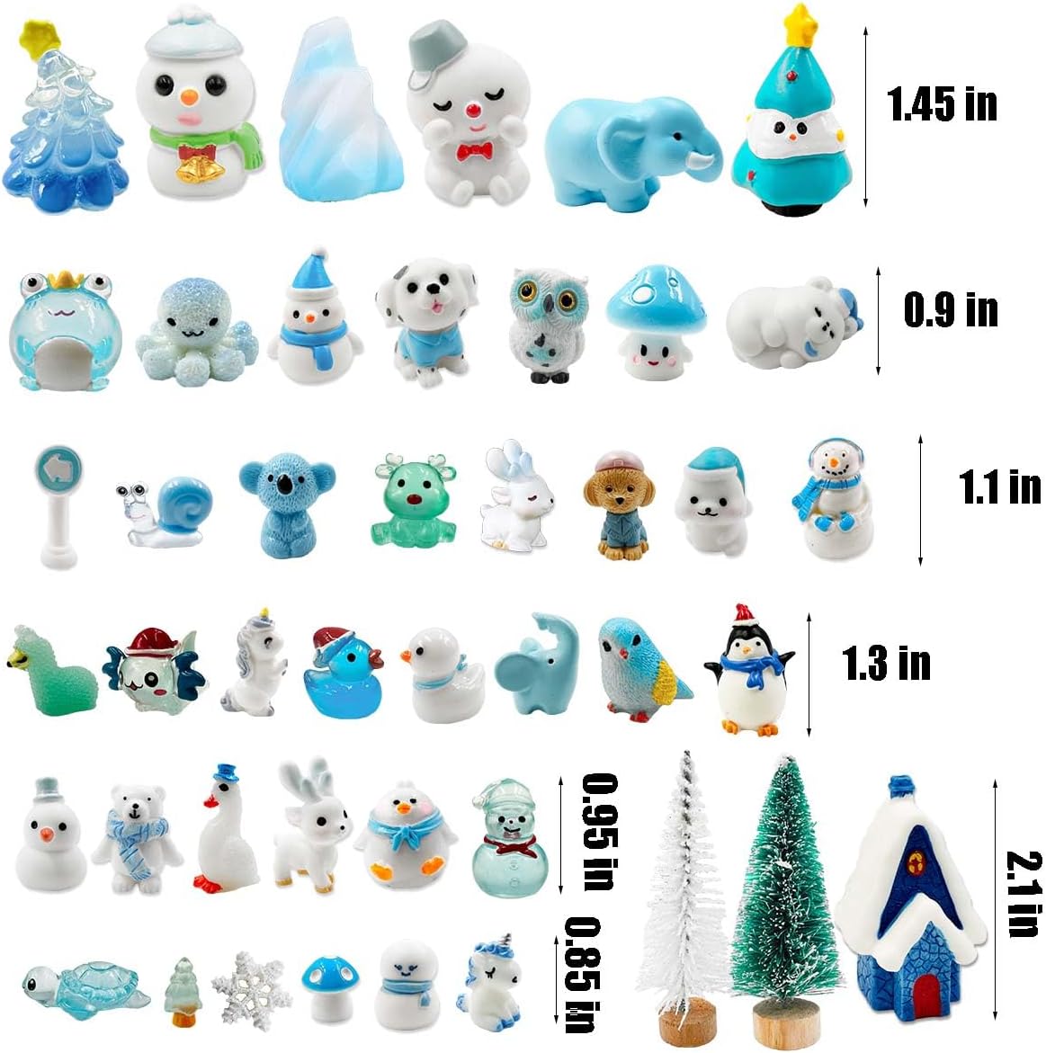 Suartus Christmas Miniature Figurines - 46 Winter Mini Resin Animal Figurines Tiny Christmas Figures Model Statue Ornaments for Xmas Fairy Garden Moss Landscape Potted Plant Snow Globes Home Decor - Image 5