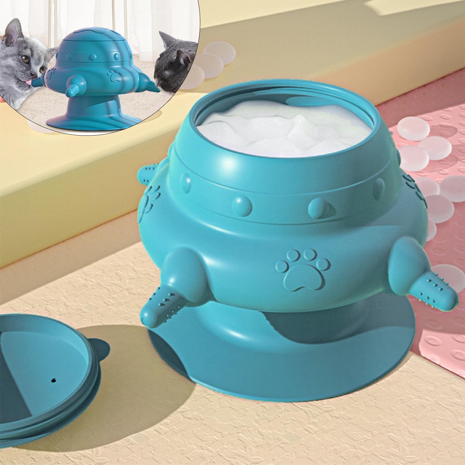 Mangiatoia per Cuccioli In Silicone, Alimentatore Di Latte per Cuccioli, Stazione Di Allattamento per Cucciolis, Alimentatore per Cucciolis per Più, Ventosa Base, per Gattini, Cane, Conigli