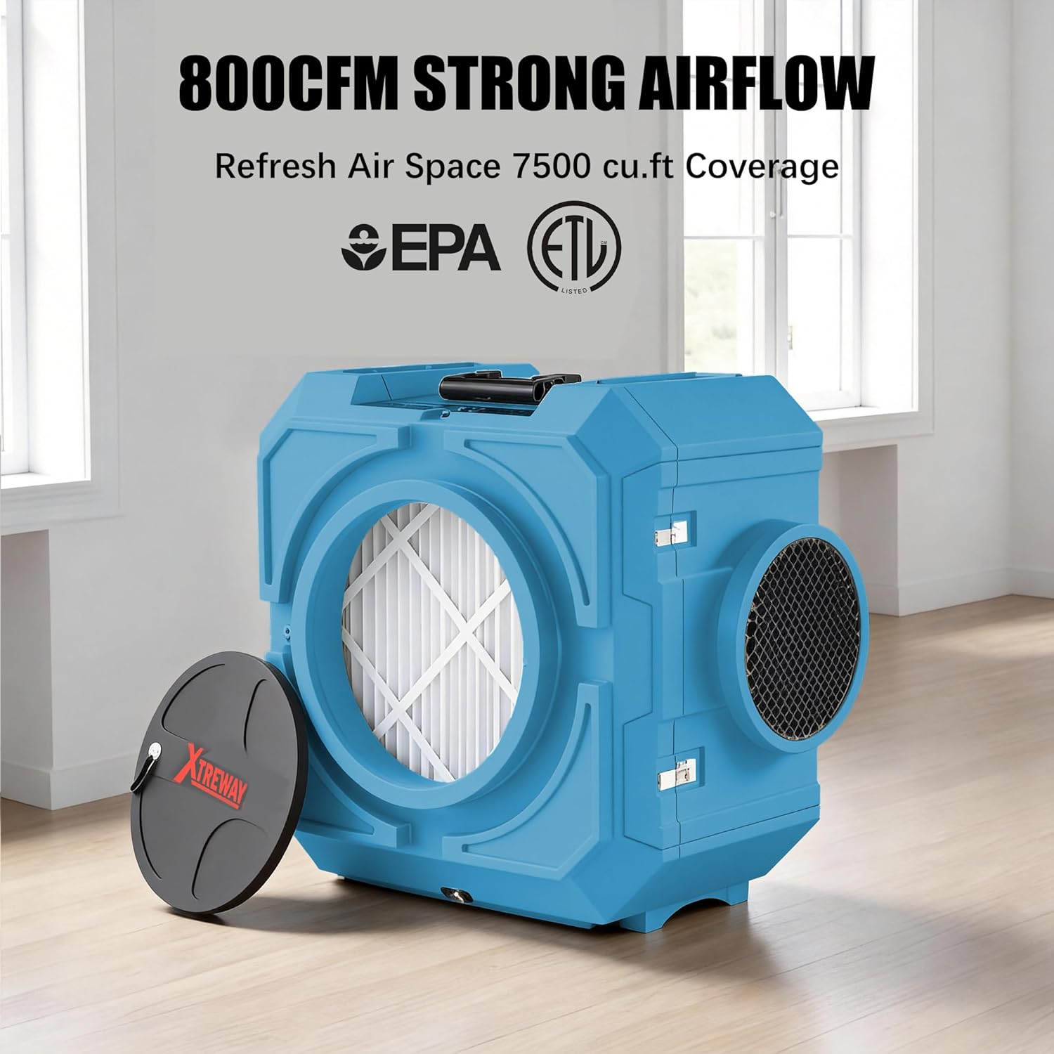 800CFM Hepa Air Scrubber with 4-Stage Filtration, Stackable Negative Air Machine, Commercial Air Purifier with MERV-10/HEPA/Carbon Filters for Water Damage, Construction, Industrial and Home Use