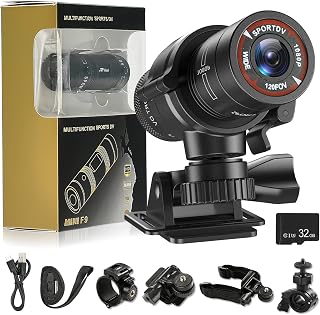 Riiai 1080P Helmet Cameras, Sports Action Camera Mountain Bike Bicycle Motorcycle Helmet Video Cam 32GB SD Card 120° Wide Angle DV Camcorder Video Recorder Waterproof For Windows XP Vista MAC OS
