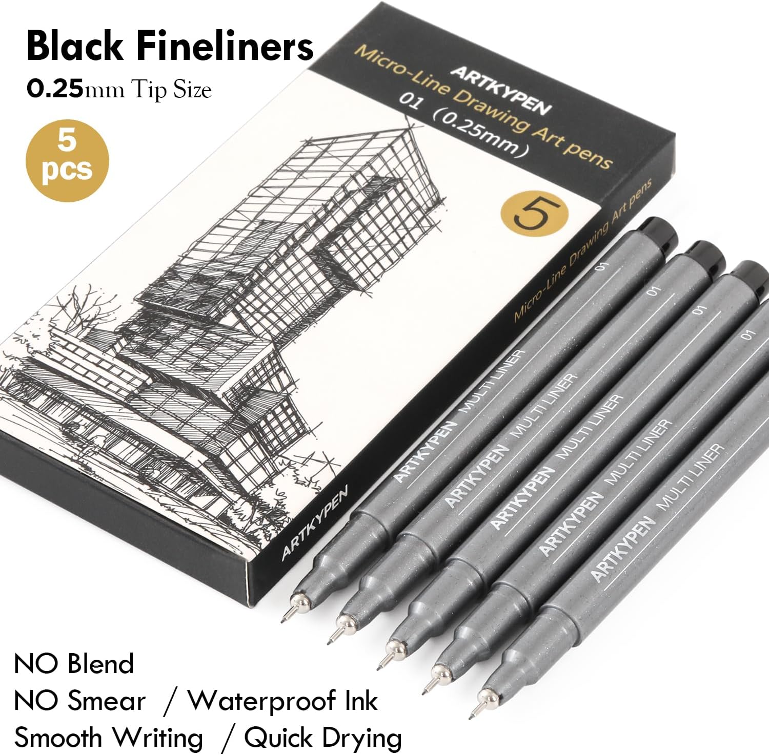 HNIHUY Micro Fineliner Drawing Art Pens, Black | Waterproof Ink