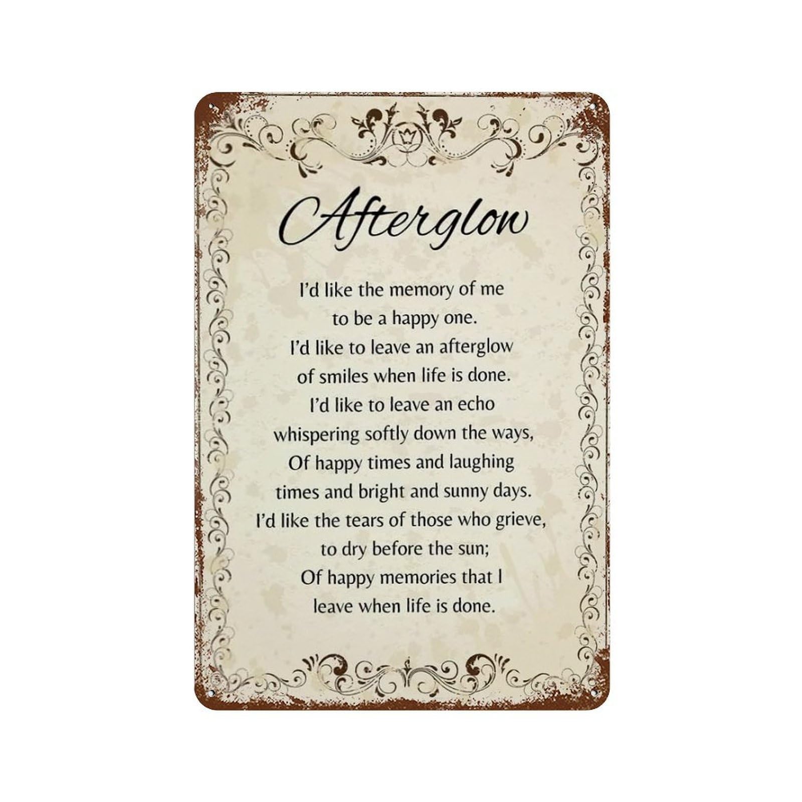 xiaoxiaoshen Afterglow Poem Wall Decor Art Metal Tin Poster Modern Home Decor Art Home Bar Shop Decorations Vintage Sign 30x20cm